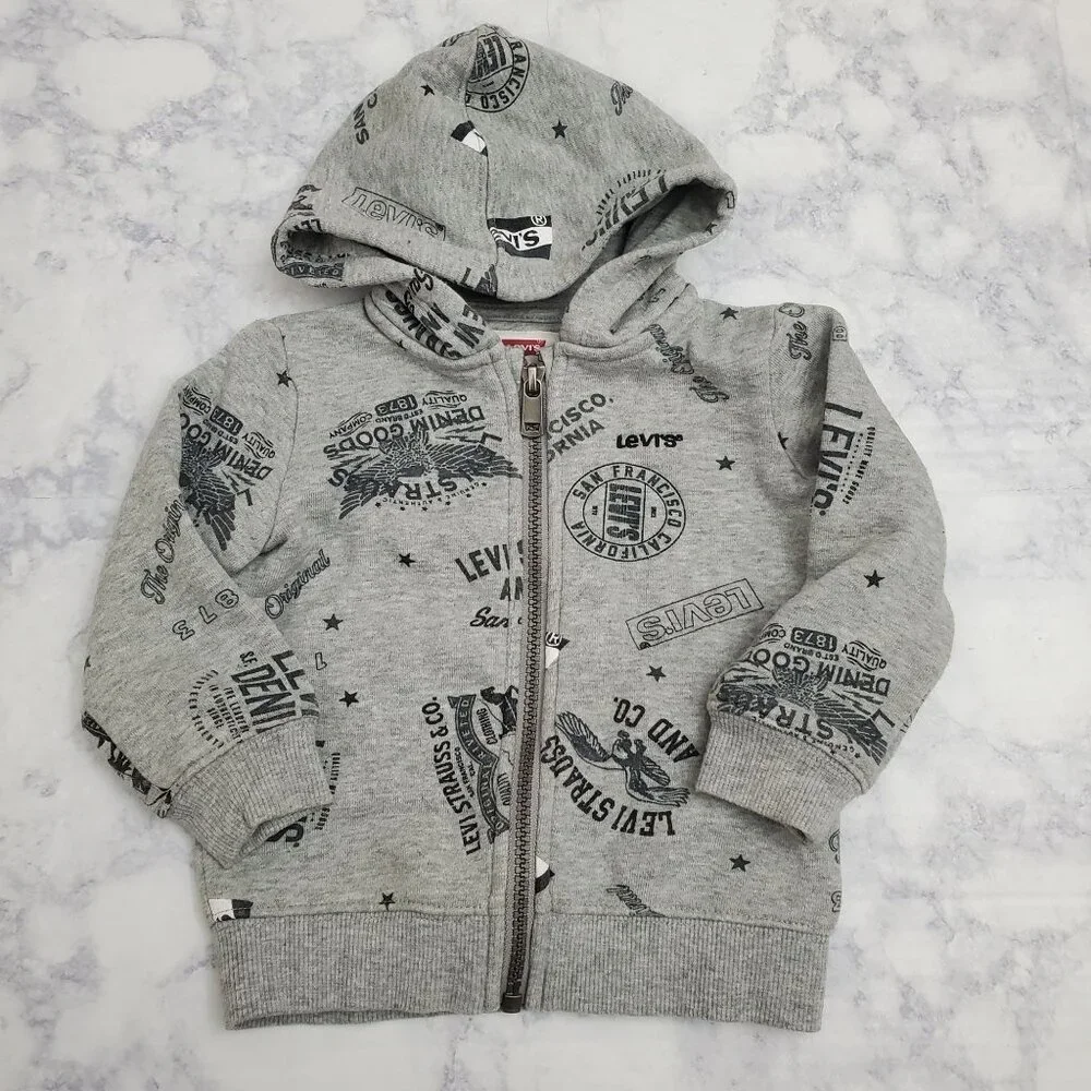 Levis Baby Zip-Up Hoodie Gray 12M Cotton/Polyester Blend